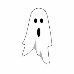 cute and adorable white ghost illustration