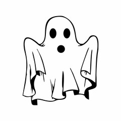 cute and adorable white ghost illustration