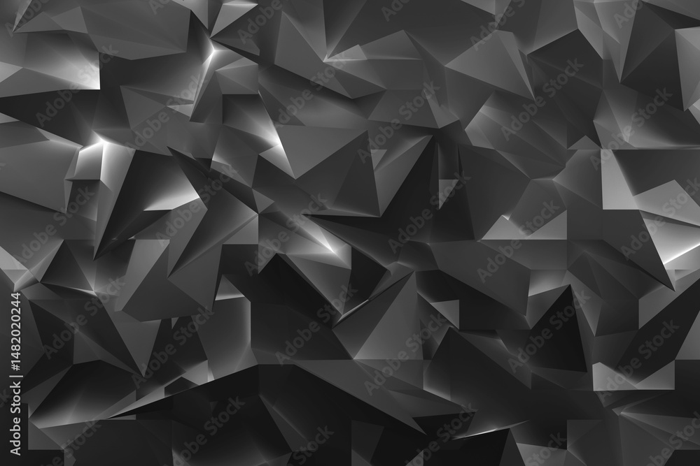 Poster futuristic dark gray polygonal texture, pattern, perfect for use in tech interfaces, abstract wallpa