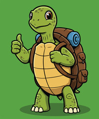 Turtle Traveler Thumbs Up Cute Cartoon Adventure Awaits