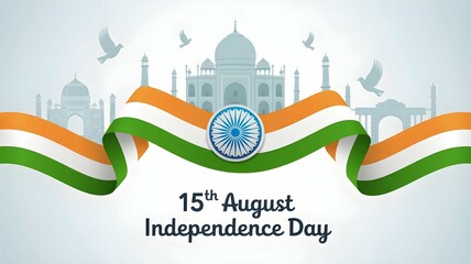 Indian Independence Day Celebration with Monuments and Flag