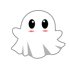 cute and adorable white ghost illustration