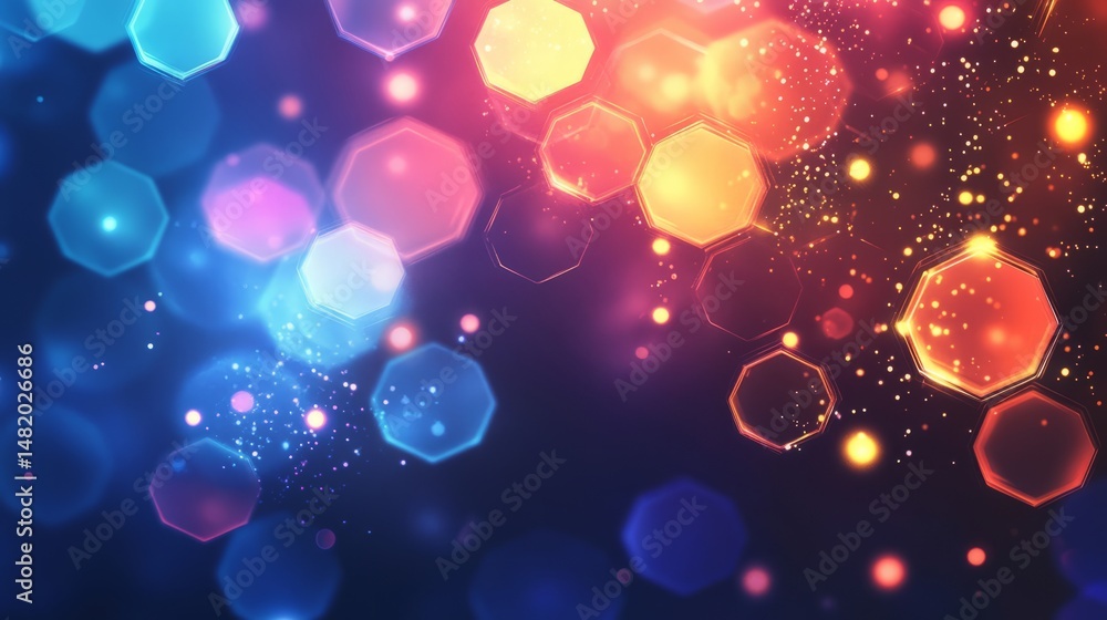 Poster Abstract vector background featuring a geometric hexagon pattern with glossy shiny effects and modern digital design elements for futuristic and tech-inspired graphic projects