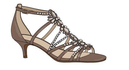 Naklejka premium Dressy Sandal with Embellishments Isolated on White