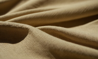 Fototapeta premium Textured Beige Linen Fabric Background, Soft Draped Cloth