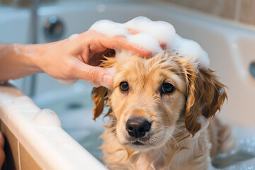 목욕 중인 강아지