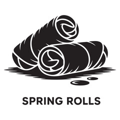 Two minimalist spring rolls, egg rolls, or cigars Vector black silhouette. with white background