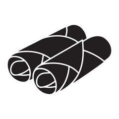 Two minimalist spring rolls, egg rolls, or cigars Vector black silhouette. with white background