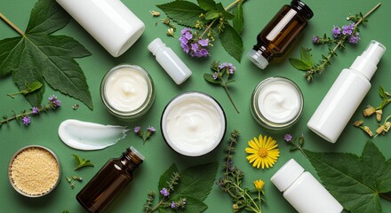 Arrangement of Cosmetic Products with Natural Ingredients