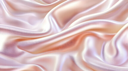 Fototapeta premium Delicate Draped Light Peach Silk Fabric Texture