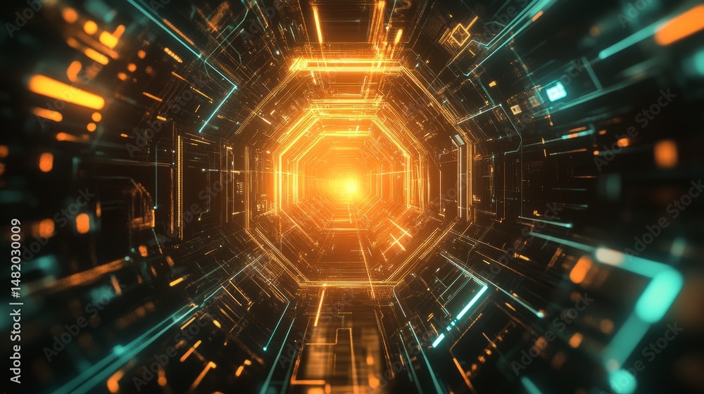 Poster futuristic abstract business technology background featuring interconnected hexagon pattern with dig