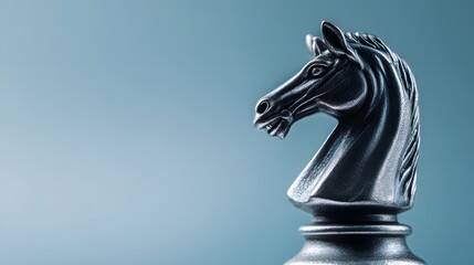Clean Minimal Chess Knight Photo on Left for Tactical Game Concept