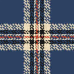 Fototapeta premium Stylish navy, cream, and black plaid pattern. Perfect for textile design, fashion, or website backgrounds. The intersecting lines create a sophisticated and timeless texture.
