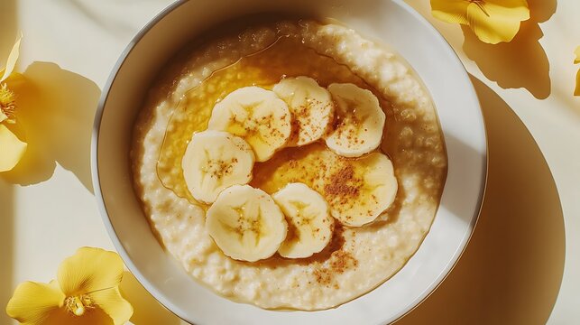 Oatmeal with Banana Slices and Honey