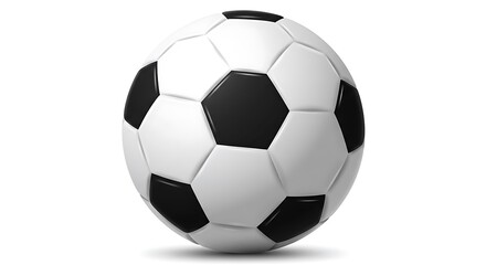 Classic Black and White Soccer Ball Floating on White
