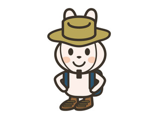 アウトドアウェアを着たかわいいうさぎさんのイラスト2
