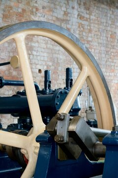 Old ancient steam engine detail close-up &ndash; vintage machinery part