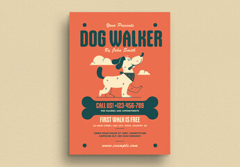 Retro Dog Walker Service Flyer