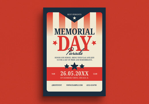 Retro Modern Memorial Day Parade Event Flyer