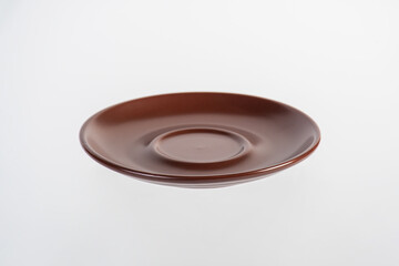 Coffee in a brown cup, coffee in a brown mug, coffee in a glass, cup on white background