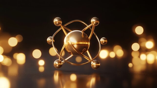 Detailed 3d model of gold atomic structure showing protons, neutrons, and 79 electrons across six energy levels in transition metal aurum nucleus illustration for chemistry and physics education
