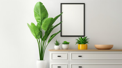 Decorative indoor plant arrangement modern living room home decor minimalist environment eye-level view greenery inspiration