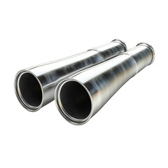 Fototapeta premium Two gleaming metal pipes echoing industrial strength and silent stories on on transparent background