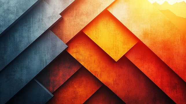 Abstract geometric shapes in warm and cool colors.