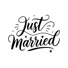 Just married. Vector Design Isolated on White Background