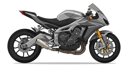 Obraz premium Motorcycle Illustration Gray Sportbike Vehicle