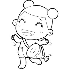 cute little thai kid doodle, Illustration cartoon element hand drawn style