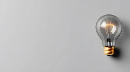 Clean Minimal Light Bulb Photo on Left for Creative Idea and Energy Concept