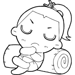 cute little thai kid doodle, Illustration cartoon element hand drawn style