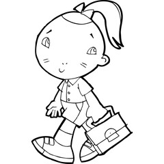 cute little thai kid doodle, Illustration cartoon element hand drawn style