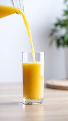 ロンググラスに注いだオレンジジュース