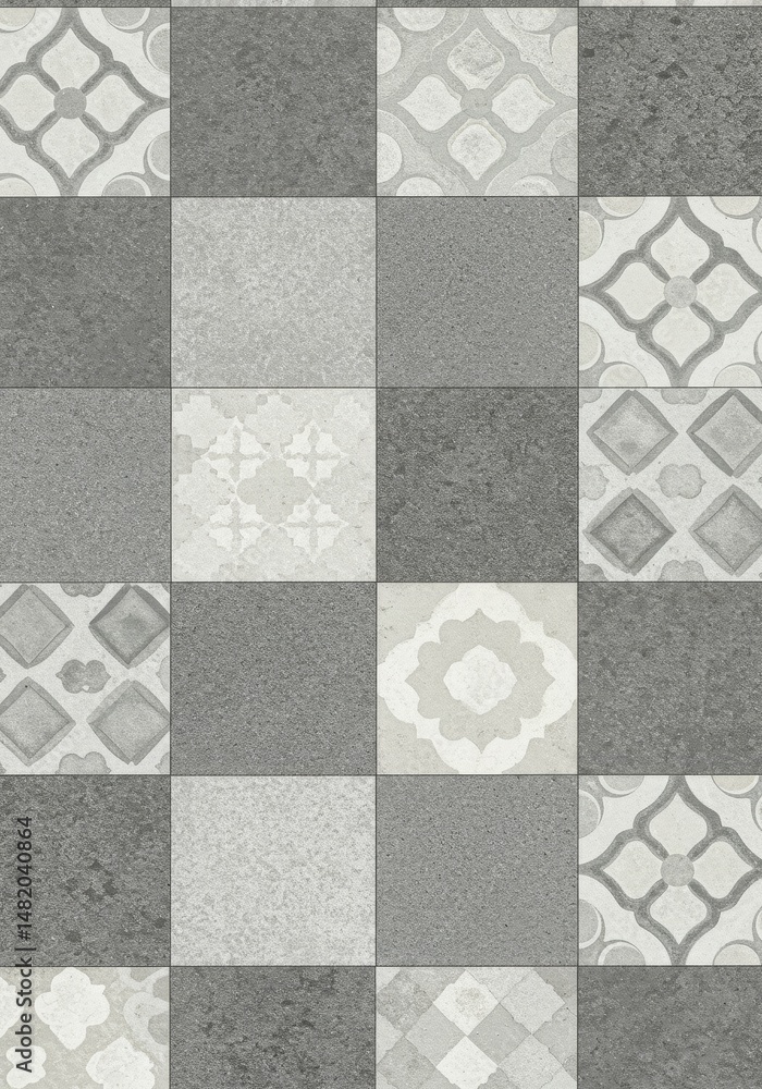 Poster gray and white checkered tile background pattern texture