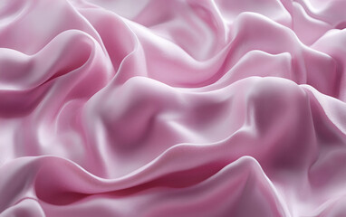 Obraz premium Soft pink satin fabric, elegantly draping with smooth texture and gentle waves, perfect for fashion and decor.