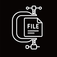 File Compression Illustration. Minimalist illustration of a file being compressed in a clamp. Concept for data compression, file size reduction, and efficiency.