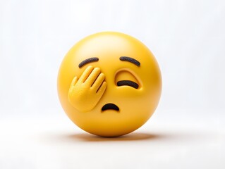 Fototapeta premium Minimalist 3D Facepalm Emoji in Vector Style Conveying Frustration on Transparent Background