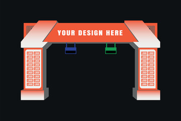 Modern Event Entrance Gate Mockup Orange and White Theme