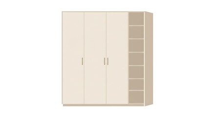 Beige Wardrobe with Shelves Furniture for Bedroom Storage