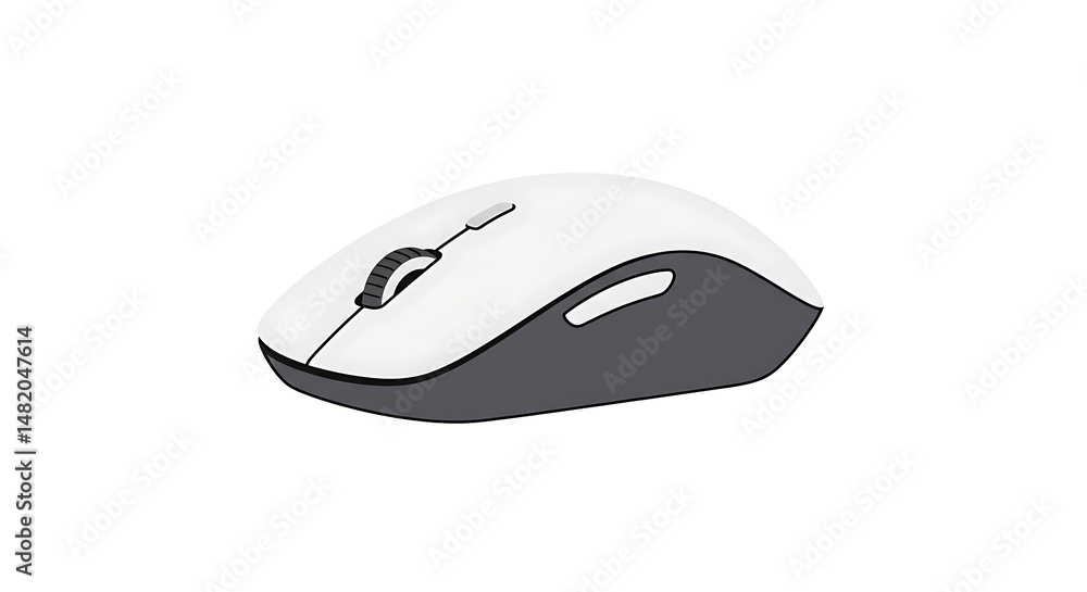 Poster wireless computer mouse on white background for navigation