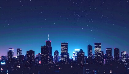 A city skyline sparkles under a blanket of stars