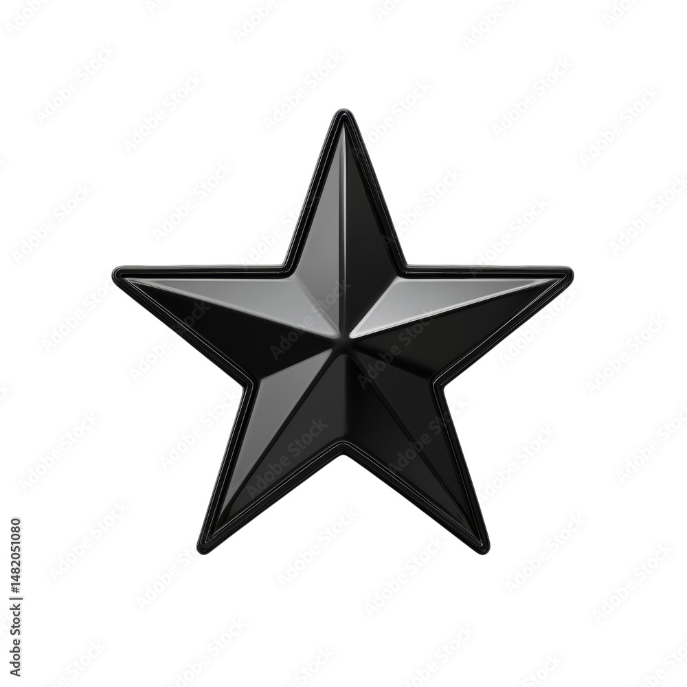Poster obsidian star deep black glossy texture sharp points elegant design on transparent background