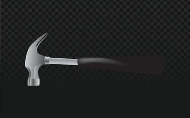 Realistic vector graphic of a claw hammer with motion blur effect on the handle. Isolated hand tool object perfect for construction, carpentry, repair, DIY, or industrial design projects.