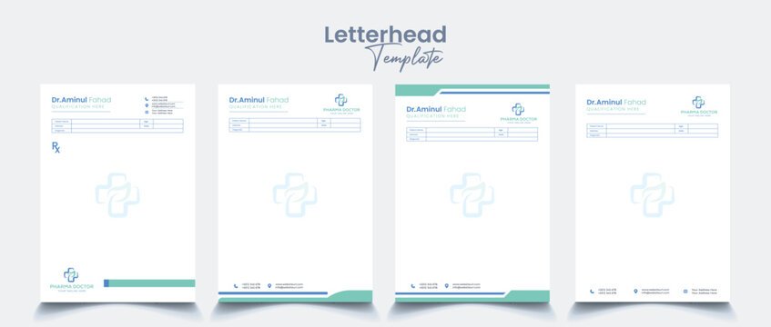 Doctor and Dentist Prescription Pad and Letterhead A4 Vector Template