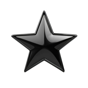 Sleek obsidian star glossy black 3D render high gloss finish isolated on on transparent background