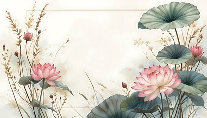 Elegant Lotus Flower Illustration with Delicate Detail and Soft Background
