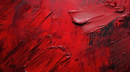 Textured red paint strokes form an abstract background. Perfect for backgrounds or to convey strong emotion.