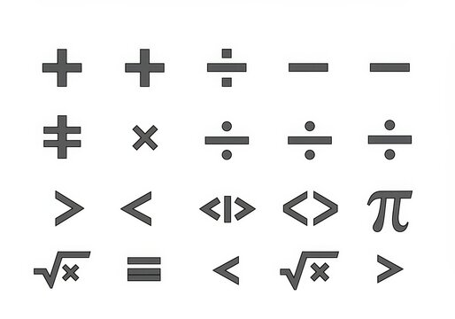 Illustration: Grayscale Mathematical Symbols on White Background